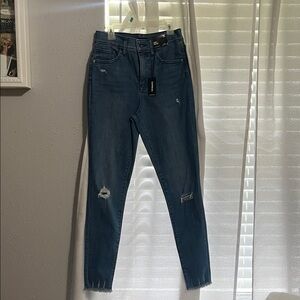 Express Blue Distressed Skinny Jeans